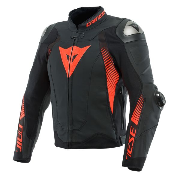 Motorcycle Jackets Dainese Super Speed 4 Leather Black Matt Fluo Red Motorcycle Jackets Dainese Super Speed 4 Leather Black Matt Fluo Red