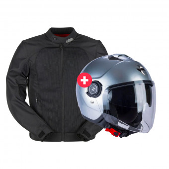 Motorcycle Jackets Furygan Genesis Mistral Evo 2 Black + Exo City Silver