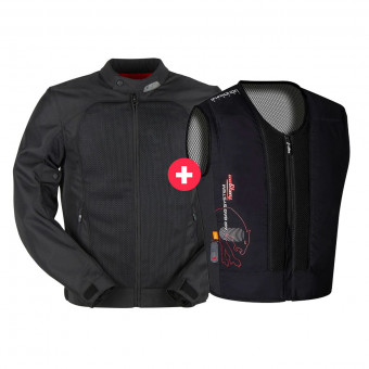 Motorcycle Airbag Furygan Genesis Mistral Evo 2 Black + Airbag Waistcoat Back Protector D3O