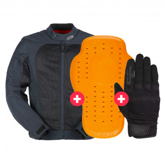 Motorcycle Jackets Furygan Genesis Mistral Evo 2 Blue Black + Back Protector D3O Viper Level 2