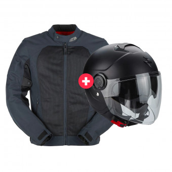 Motorcycle Jackets Furygan Genesis Mistral Evo 2 Blue Black + Exo City Matt Black