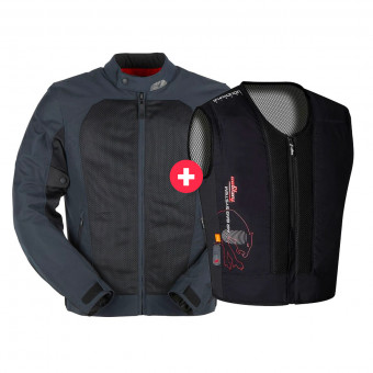Motorcycle Airbag Furygan Genesis Mistral Evo 2 Blue Black + Airbag Waistcoat Back Protector D3O