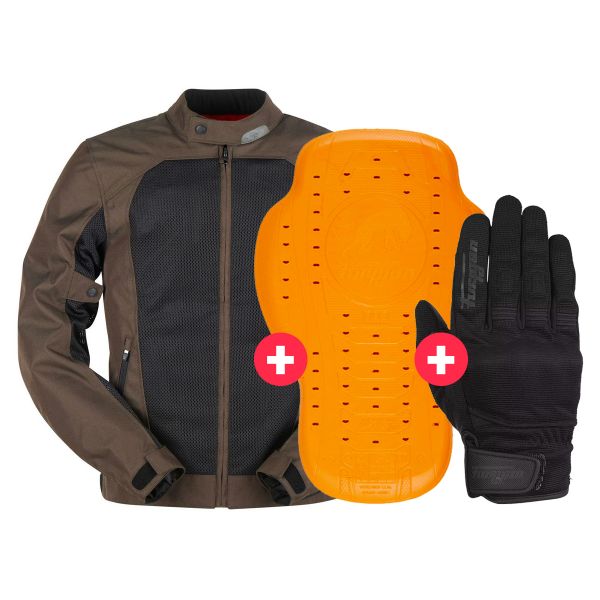 Motorcycle Jackets Furygan Genesis Mistral Evo2 Brown Black+Back Protector D3O Viper Level2+Jet D3O