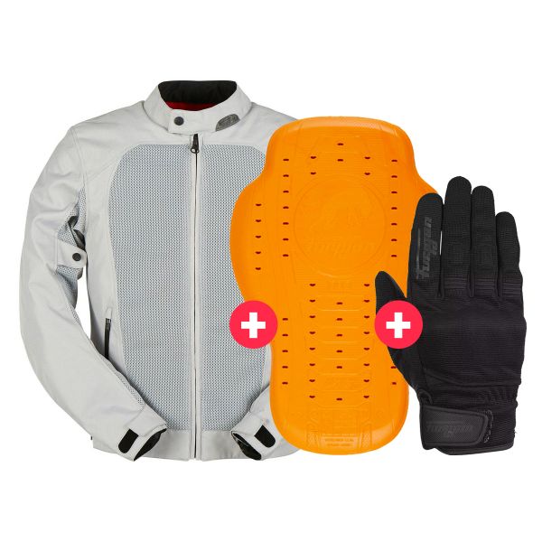 Motorcycle Jackets Furygan Genesis Mistral Evo 2 Pearl + Back Protector D3O Viper Level 2 + Jet D3O