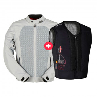 Motorcycle Airbag Furygan Genesis Mistral Evo 2 Pearl + Airbag Waistcoat Back Protector D3O