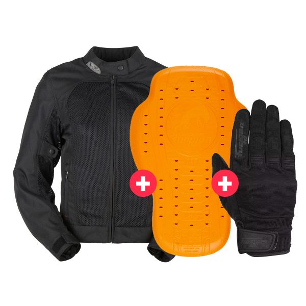 Motorcycle Jackets Furygan Genesis Mistral Lady Evo2 Black+Back Protector D3O Viper Level2+Jet Lady