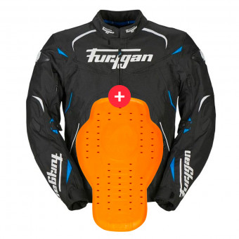 Motorcycle Jackets Furygan Narval Black White Blue + Back Protector D3O Viper Level 2