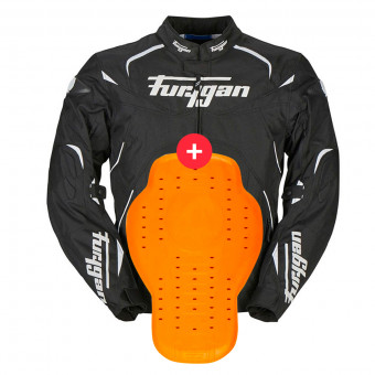 Motorcycle Jackets Furygan Narval Black White + Back Protector D3O Viper Level 2