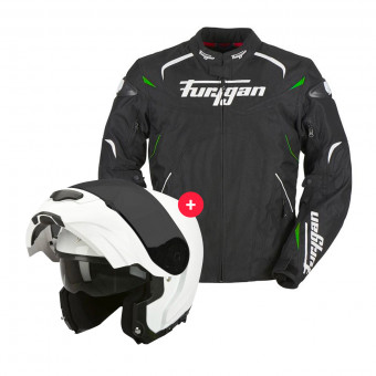 Motorcycle Jackets Furygan Narval Black White Green + EXO 3000 Air White