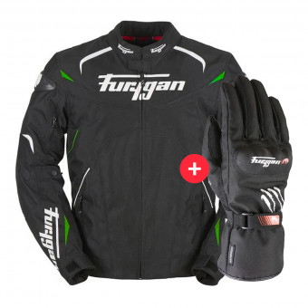 Motorcycle Jackets Furygan Narval Black White Green + Keen Black White