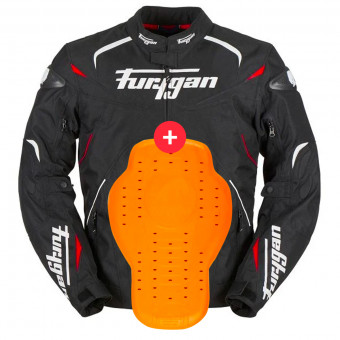 Motorcycle Jackets Furygan Narval Black White Red + Back Protector D3O Viper Level 2