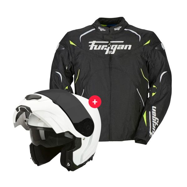 Motorcycle Jackets Furygan Narval Black White Yellow + EXO 3000 Air White