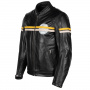 Motorcycle Jackets Helstons Chevy Leather Black Yellow Beige