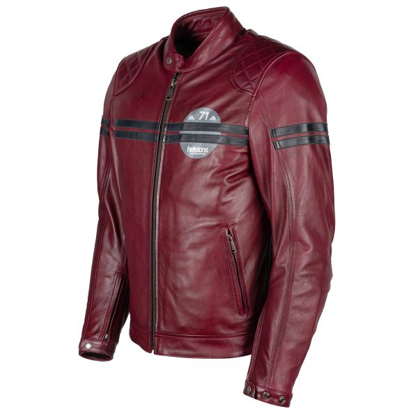 Motorcycle Jackets Helstons Chevy Leather Burgundy Blue