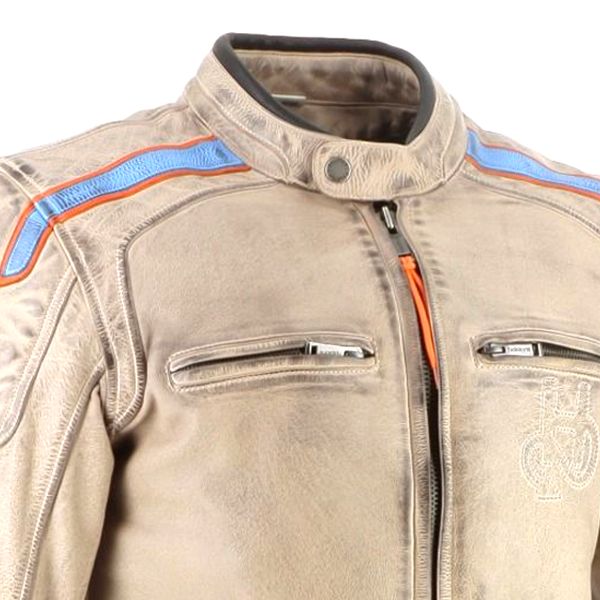 Helstons Clubman Leather Beige Orange Sky Blue