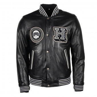Motorcycle Jackets Helstons College Leather Rag Black