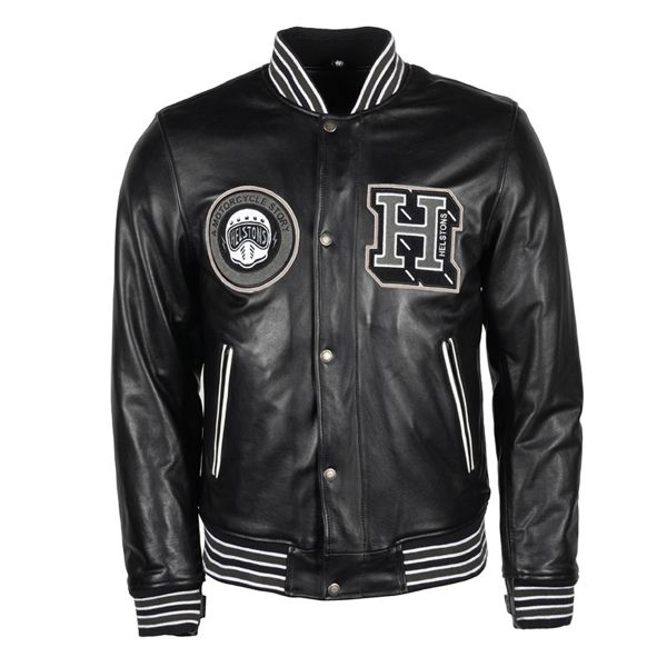 Motorcycle Jackets Helstons College Leather Rag Black