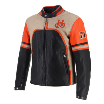 Motorcycle Jackets Helstons Indianapolis Air Leather Black Beige Orange