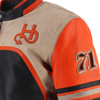 Helstons Indianapolis Air Leather Black Beige Orange