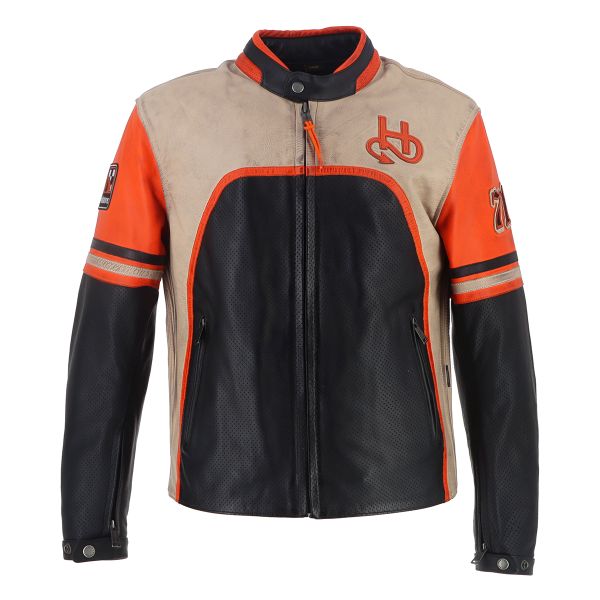 Helstons Indianapolis Air Leather Black Beige Orange