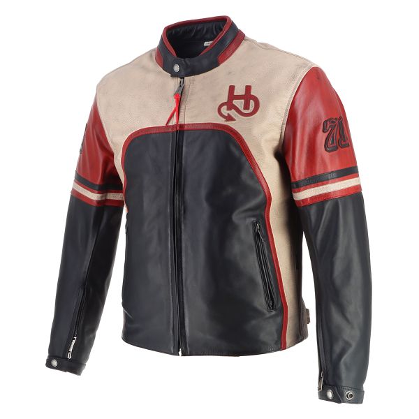 Motorcycle Jackets Helstons Indianapolis Leather Black Beige Red