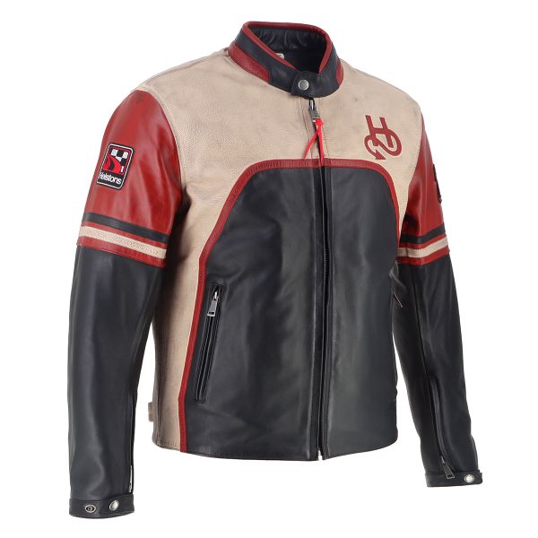 Helstons Indianapolis Leather Black Beige Red