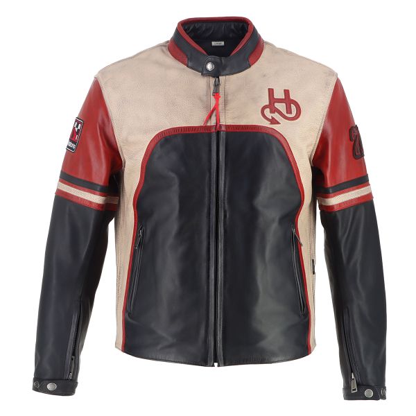 Helstons Indianapolis Leather Black Beige Red