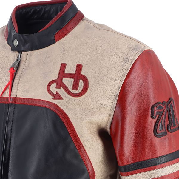 Helstons Indianapolis Leather Black Beige Red