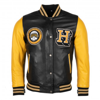 Motorcycle Jackets Helstons University Leather Lady Black Yellow