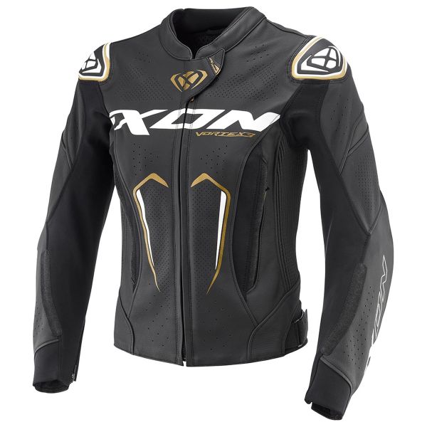 Motorcycle Jackets Ixon Vortex 3 Jacket Lady Black White Gold Motorcycle Jackets Ixon Vortex 3 Jacket Lady Black White Gold
