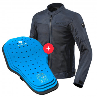 Motorcycle Jackets REV'IT Eclipse Dark Blue + Back Protector Seesoft KN Blue Black