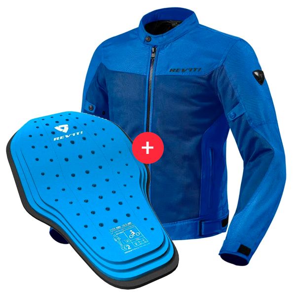Pack Motorcycle jacket + Back protector REV'IT Eclipse Blue + Seesoft KN Blue Black iCasque