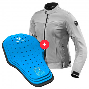Motorcycle Jackets REV'IT Eclipse Ladies Silver + Back Protector Seesoft KN Blue Black