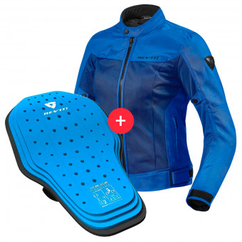 Motorcycle Jackets REV'IT Eclipse Ladies Blue + Back Protector Seesoft KN Blue Black
