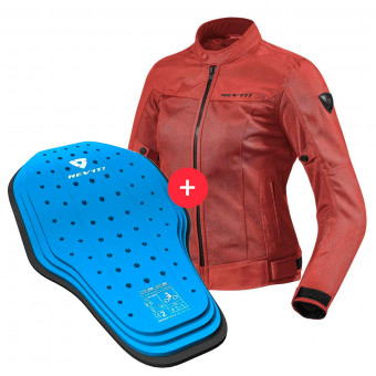 Motorcycle Jackets REV'IT Eclipse Ladies Burgundy Red + Back Protector Seesoft KN Blue Black