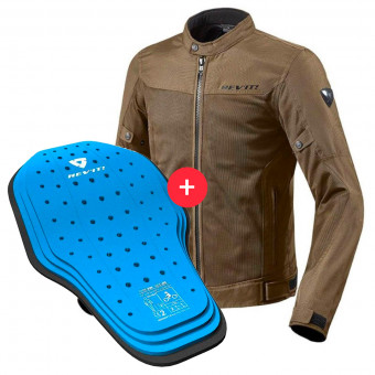 Motorcycle Jackets REV'IT Eclipse Brown + Back Protector Seesoft KN Blue Black