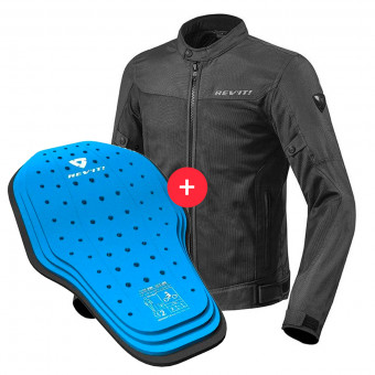 Motorcycle Jackets REV'IT Eclipse Black + Back Protector Seesoft KN Blue Black