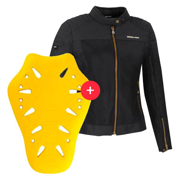Motorcycle Jackets Segura Lady Oskar Black + Flex Omega Back Protector Level 2
