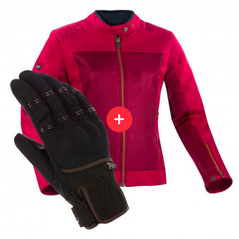Motorcycle Jackets Segura Lady Oskar Burgundy + Maverick Black Brown