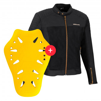 Motorcycle Jackets Segura Oskar Black + Flex Omega Back Protector Level 2