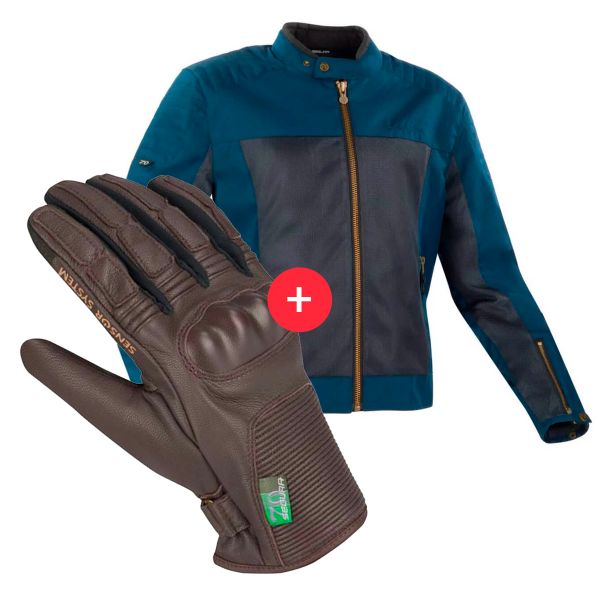 Motorcycle Jackets Segura Oskar Marine + Swan Brown
