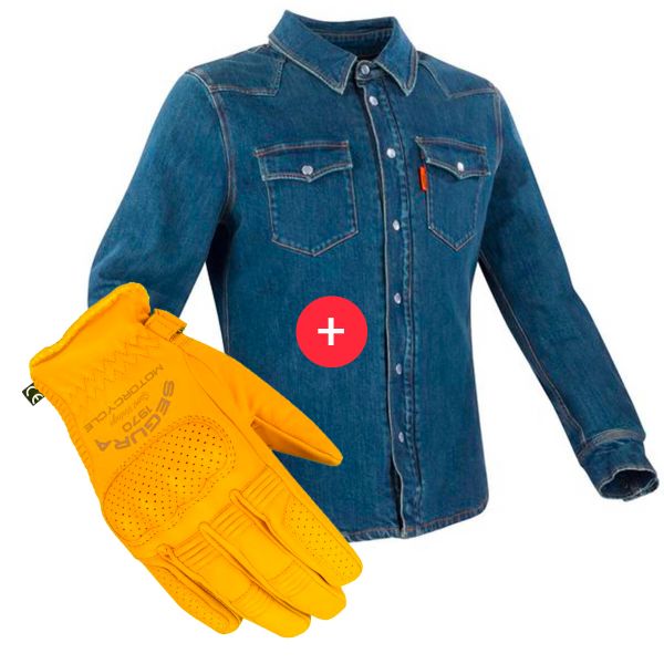 Motorcycle Jackets Segura Terence Blue + Cassidy Beige