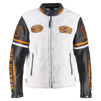 Motorcycle Jackets Von Dutch California Air Leather White Black Gold