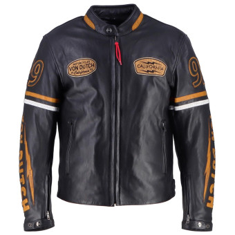 Motorcycle Jackets Von Dutch California Leather Black Gold White