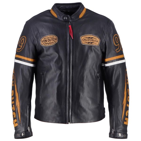 Motorcycle Jackets Von Dutch California Leather Black Gold White