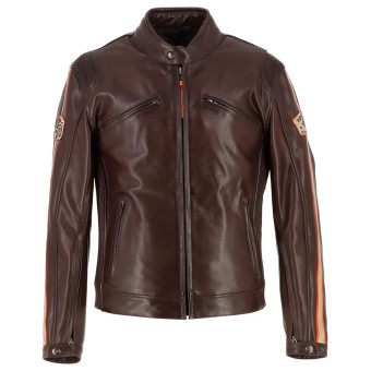 Motorcycle Jackets Von Dutch Fast Leather Brown Beige Orange