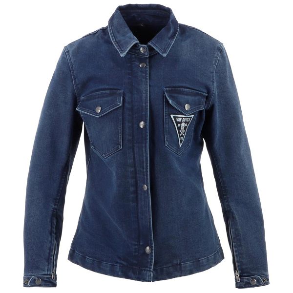 Motorcycle Jackets Von Dutch Pussycat Cotton Denim Blue Dirty