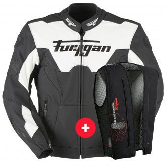 Motorcycle Jackets Furygan Bullring Black White + Fury Air Bag System