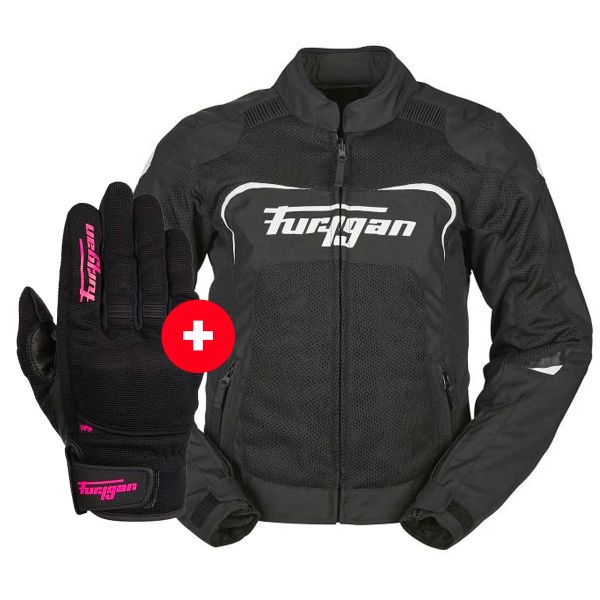 Motorcycle Jackets Furygan Cyane Vented Black White + Jet Lady D3O Black Pink