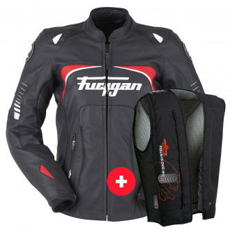 Motorcycle Jackets Furygan Ginger Black White Red + Fury Air Bag System